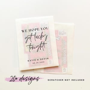 20 We Hope You Get Lucky Tonight Lottery Ticket Favor Bag || Personalized Wedding Scratchers Favor, Wedding Lottery Ticket Holder