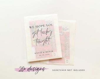 20 We Hope You Get Lucky Tonight Lottery Ticket Favor Bag || Personalized Wedding Scratchers Favor, Wedding Lottery Ticket Holder