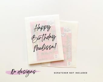 Bolsa de regalo con 20 billetes de lotería de feliz cumpleaños / Lotería para jubilados / Recuerdo de boda personalizado con raspaditos, porta billetes de lotería para bodas