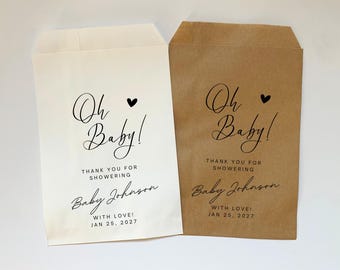25 bolsas de regalo para baby shower / Bolsas para baby shower / Oh Baby / Regalos para baby shower / Regalos de galletas para baby shower / Buffet de dulces para baby shower