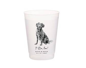 Personalisierter Haustier Aufkleber | Personalisierter Haustier Aufkleber | Doggie Aufkleber | Haustier Hochzeit gefrostete Tassen | Hunde Hochzeit Plastikbecher, Custom Frosted Haustier Becher