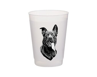 Personalisierter Haustier Aufkleber | Personalisierter Haustier Aufkleber | Doggie Aufkleber | Haustier Hochzeit gefrostete Tassen | Hunde Hochzeit Plastikbecher, Custom Frosted Haustier Becher