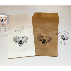 25 Wedding Favors Bags | Custom Pet Favor Bag | Thanks for Celebrating my Mom & Dad | Doggie Bag | Custom Wedding Pet Napkins | Pet Stickers
