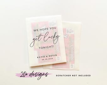 20 Wir hoffen, Sie bekommen heute Abend Glück Lotterielos Gunstbeutel || Personalisierte Hochzeit Scratchers Favor, Hochzeit Lotterielos | Lotto