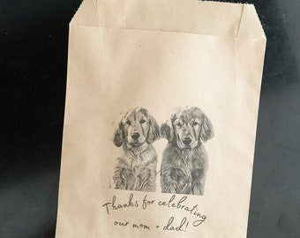 25 Wedding doggie bag - Wedding doggy bag - Dog treat bag - Wedding dog treat bag - Thank you for celebrating our mom and dad!