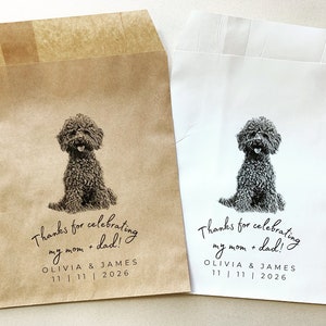 25 Wedding Favors Bags | Custom Pet Favor Bag | Thanks for Celebrating my Mom & Dad | Doggie Bag