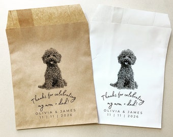 25 Wedding Favors Bags | Custom Pet Favor Bag | Thanks for Celebrating my Mom & Dad | Doggie Bag