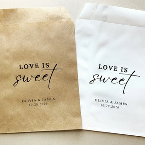 25 Love Is Sweet Favor Bag || Personalized wedding favor bag, Coffee bag, Cookie bag, Donut bag, Reception favor bag