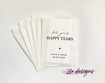 20 paquetes de pañuelos de boda personalizados / Paquetes de confeti de boda personalizados / Lágrimas de felicidad / Paquetes de confeti / Paquetes de pañuelos / Pañuelos de boda