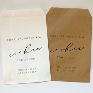 25 Love, Laughter, and a Snack for After Favor Bag || Wedding favor bag, Donut Bags, Wedding Cookie Favor Bag, Bridal Shower Favor Bag