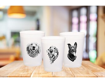 Personalisierter Haustier Aufkleber | Personalisierter Haustier Aufkleber | Doggie Aufkleber | Haustier Hochzeit gefrostete Tassen | Hunde Hochzeit Plastikbecher, Custom Frosted Haustier Becher