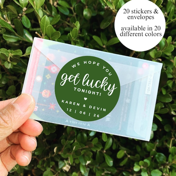 20 Get Lucky Tonight Lottery Ticket Favor Bag || Personalized wedding favor bag, Wedding Scratchers Favor, Wedding Lottery Ticket Holder