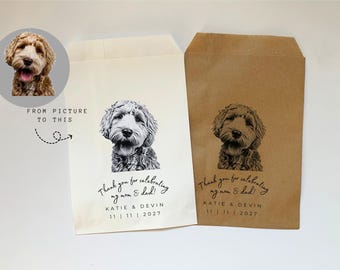 25 Wedding Favors Bags | Custom Pet Favor Bag | Thanks for Celebrating my Mom & Dad | Doggie Bag | Custom Wedding Pet Napkins | Pet Stickers