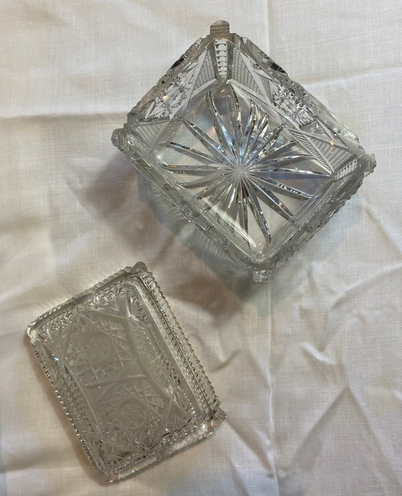 Vintage Crystal Box with Lid Gem