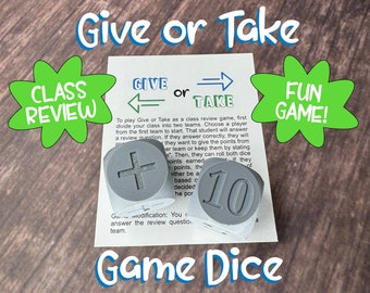 Give or Take Game Dice - Great for homeschool or classroom review!