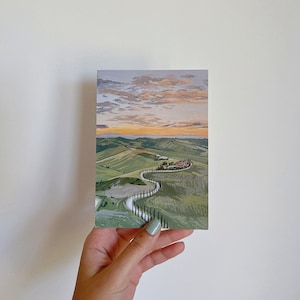 Postcard Art Print | A6 (4"x6") | Mini Print | Gouache landscape | Wall Art | Tuscany Italy