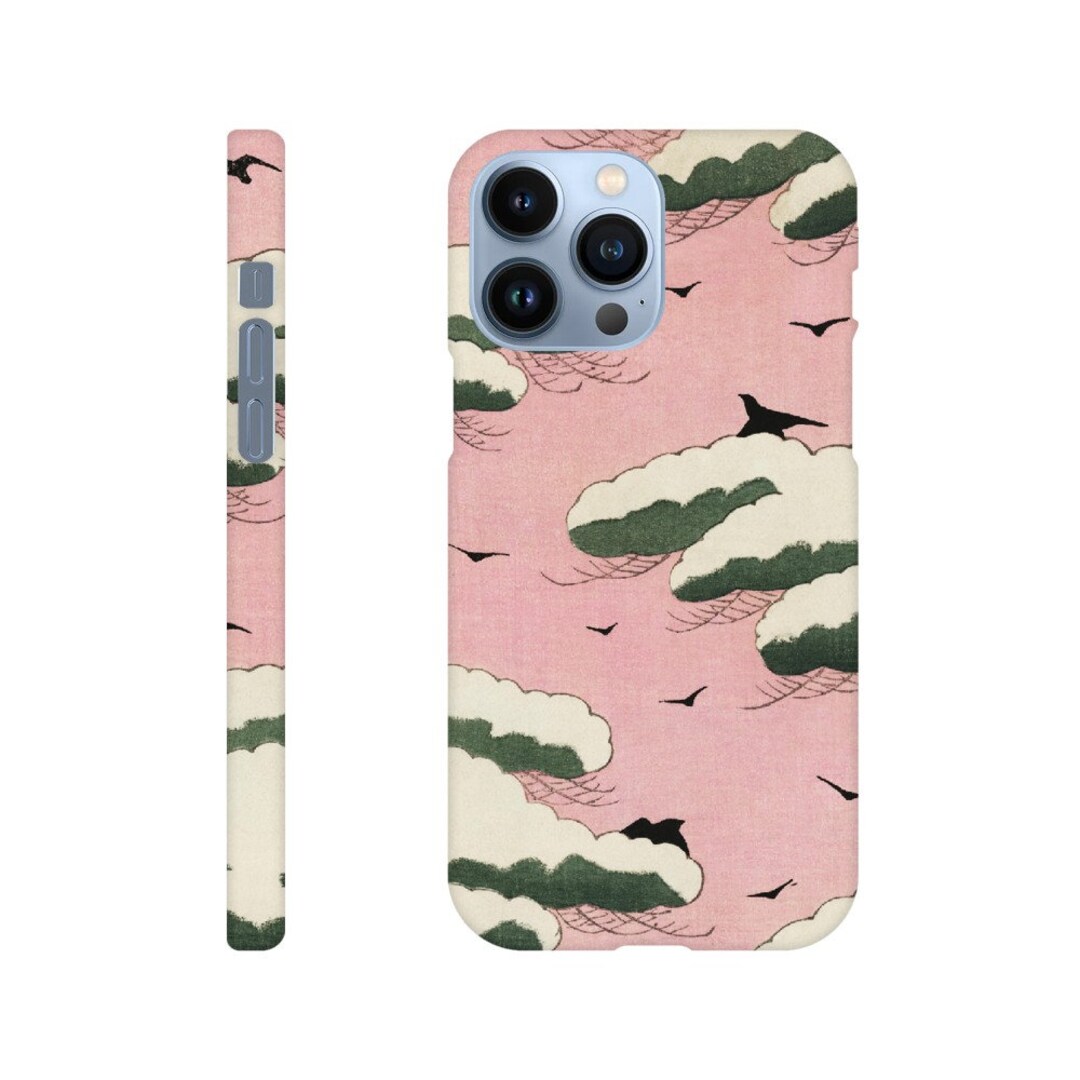 Japanese Pink Sky iPhone Case, Japanese Illustration Case, Trendy