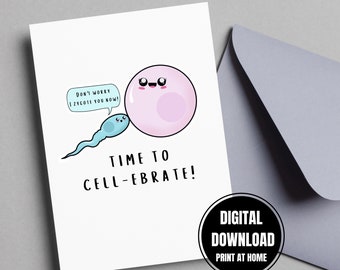 Funny Science Pregnancy Card, Sperm and Egg, Biology Lover (Digital Download)
