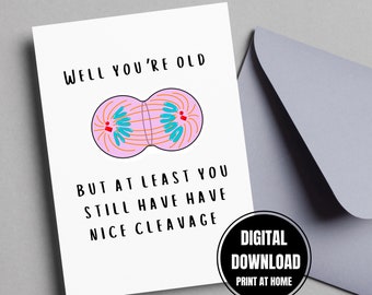 Funny Biology Birthday Card, Science Pun Greeting Card (Digital Download)