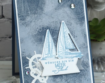 Maritime greeting card sailing boat
