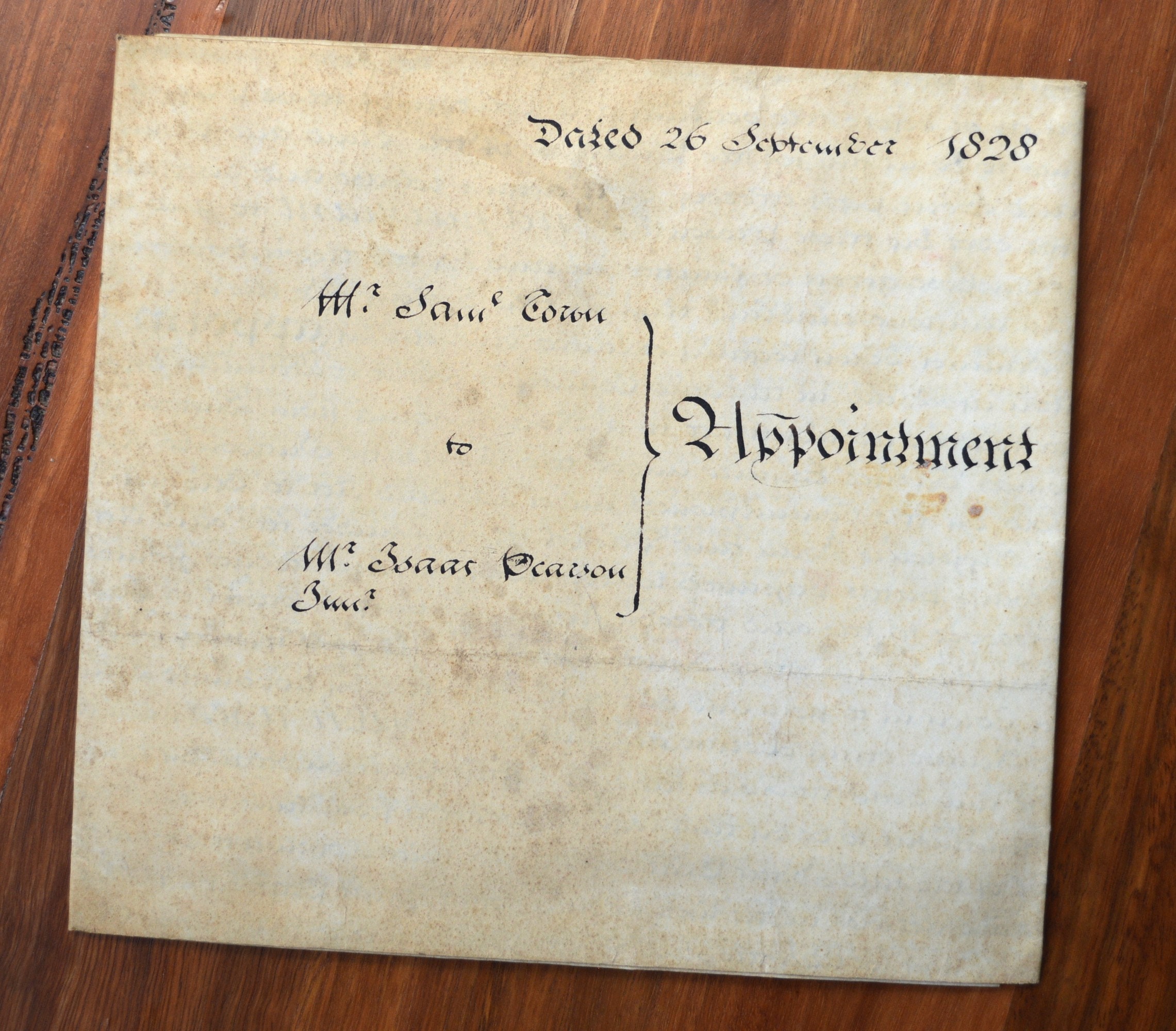 A Beautiful Handwritten Antique 1828 Vellum Indenture Between Samuel