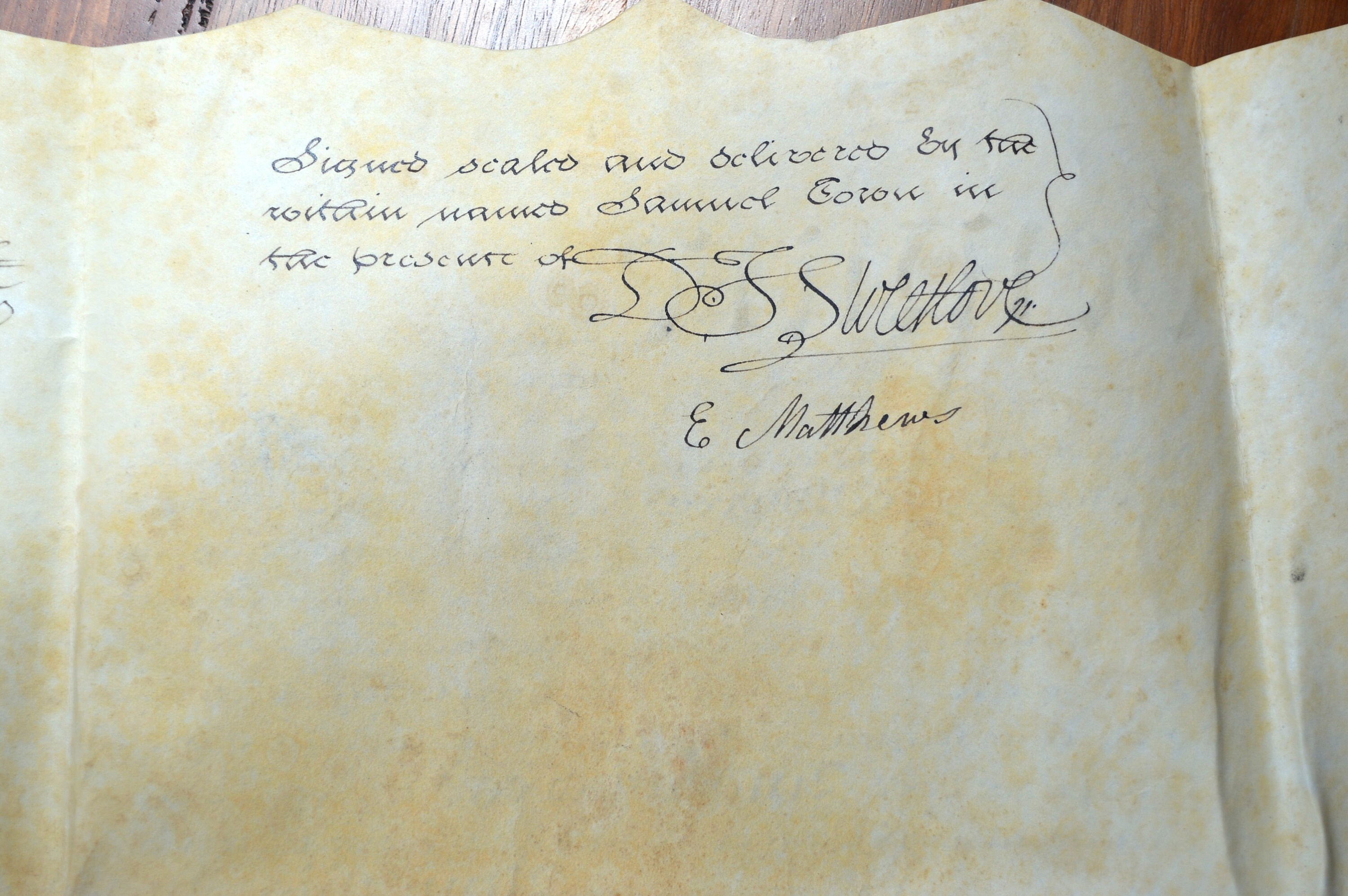 A Beautiful Handwritten Antique 1828 Vellum Indenture Between Samuel