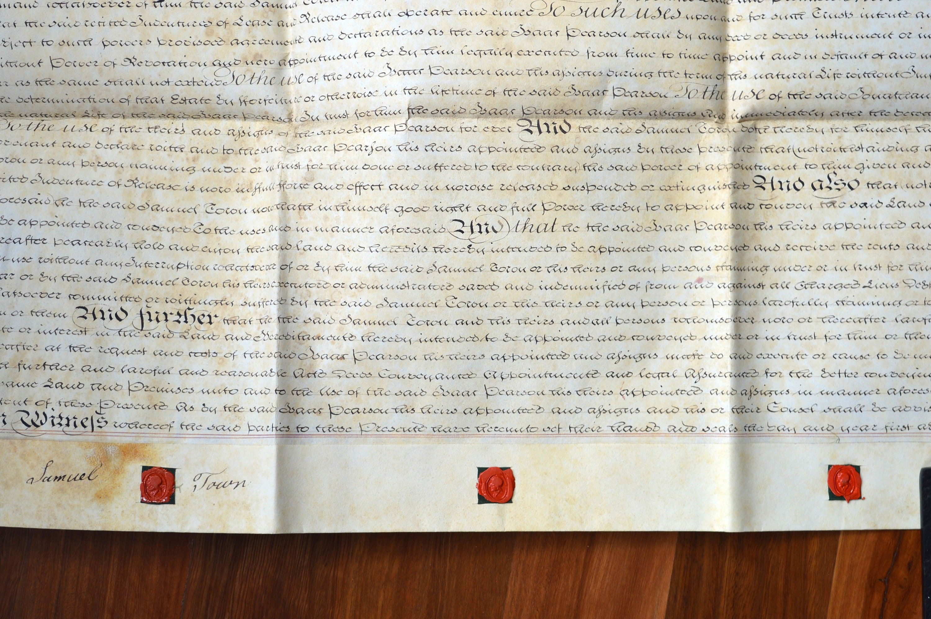 A Beautiful Handwritten Antique 1828 Vellum Indenture Between Samuel