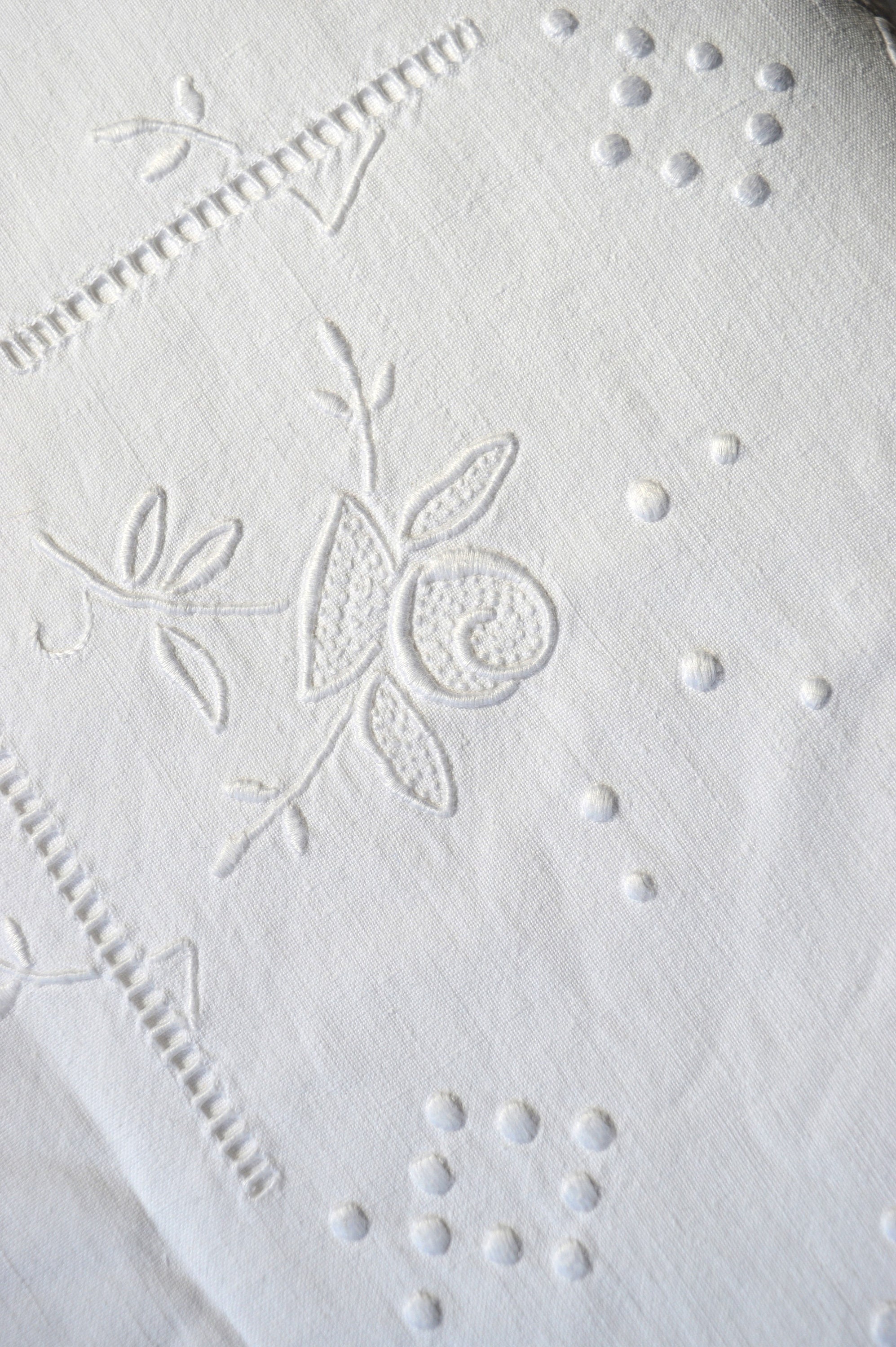 A Large Antique French White Linen Top Sheet With Hand Etsy Australia