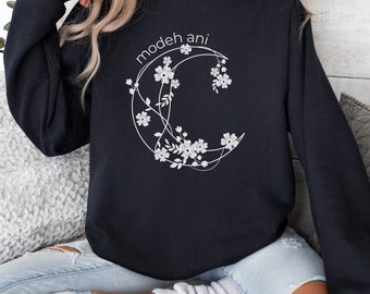 Modeh Ani Sweatshirt Am Yisrael Chai Judaica Jewish Sweatshirt Jewish Pride Support Israel Hebrew Sweatshirt Spiritual Hebrew Prayer