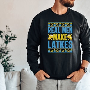 Men&#39;s Hanukkah Sweatshirt Jewish Sweatshirt Am Yisrael Chai Israel Sweater Jewish Pride Judaica Support Israel Jewish gift