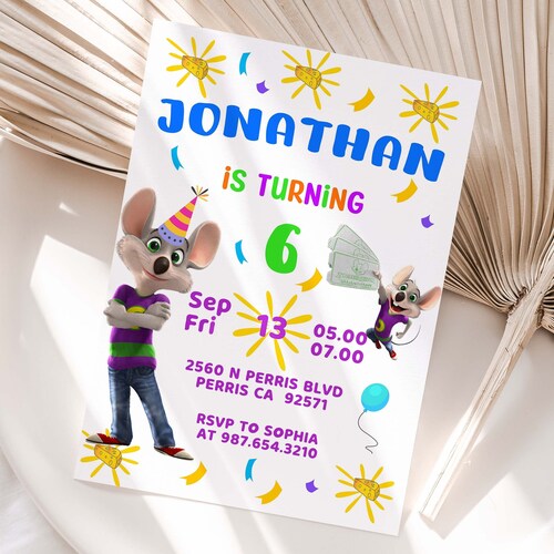 Printable Chuck E Cheese Birthday Party Invitation - Etsy Canada