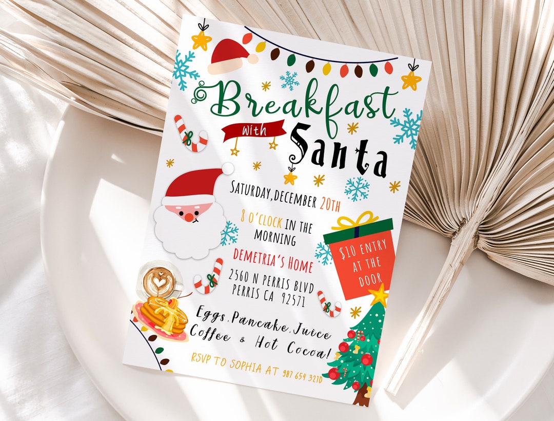 Breakfast With Santa Invitation Wording Editable Breakfast With Santa Invitation Template Printable - Etsy