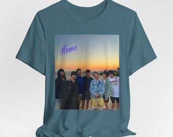 BTS Bangtan Group Photo Sunset Tee, OT7 Beach Souvenir Shirt