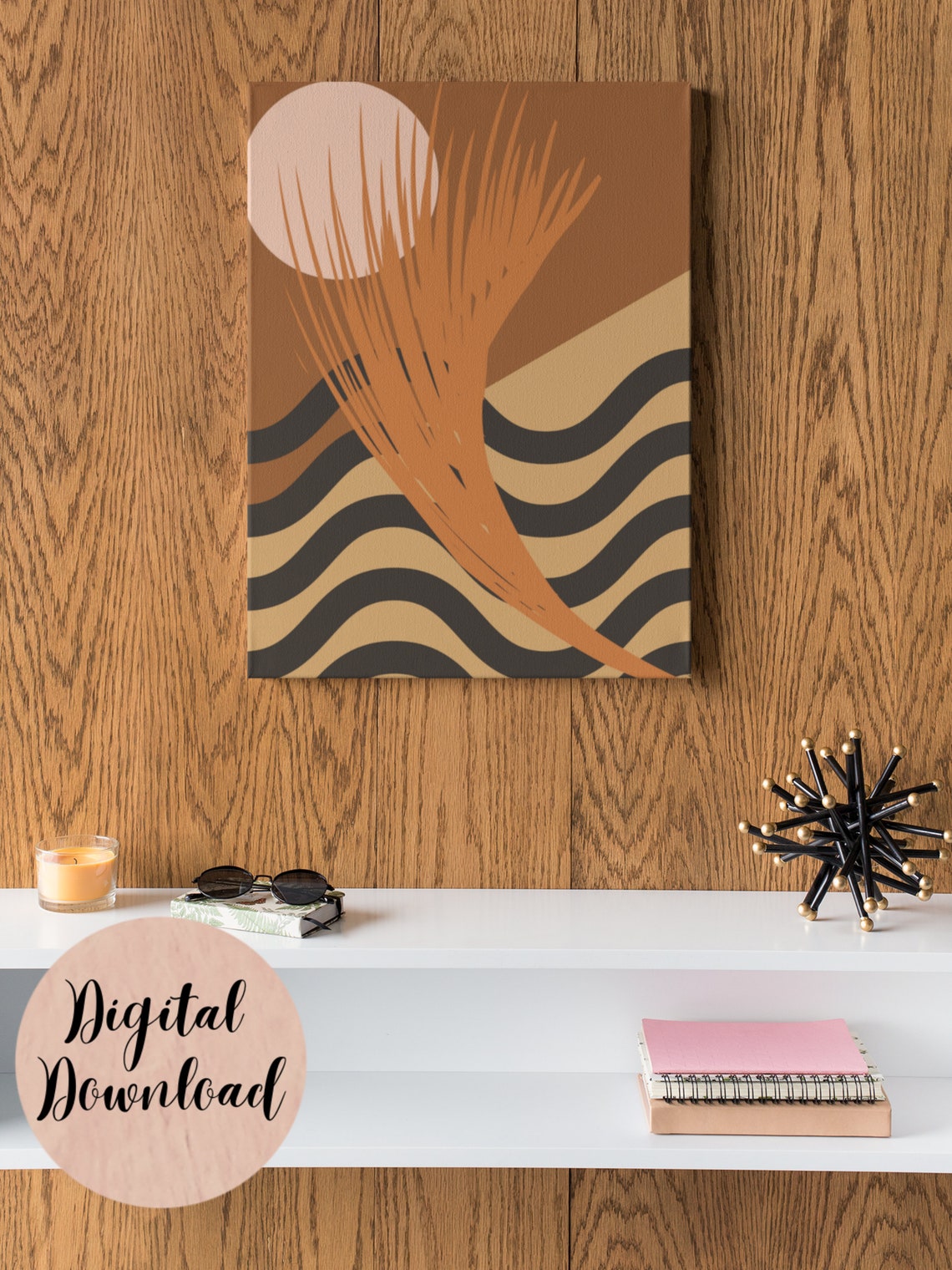Abstract Orange Feather on Brown and Tan Background Wall Art - Etsy