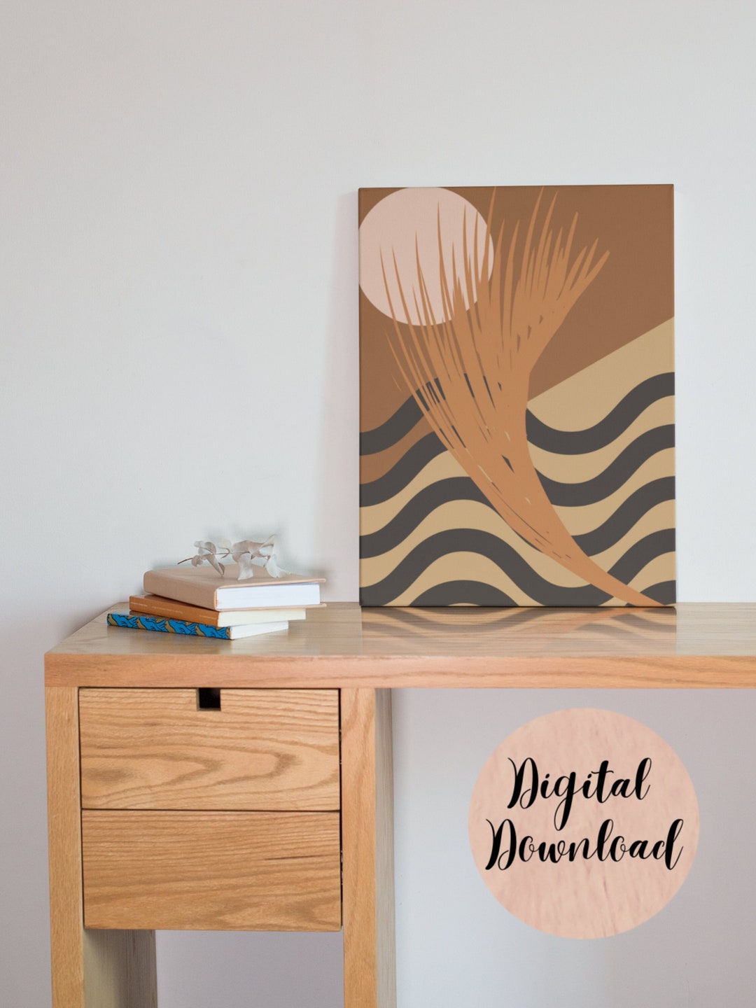 Abstract Orange Feather on Brown and Tan Background Wall Art - Etsy