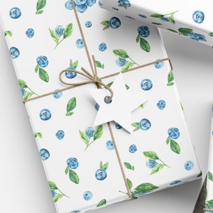 Blueberry Wrapping Paper, Blueberry Gift Wrap, Food Themed Wrapping Paper, Summer Gift Wrap, Berry Wrapping Paper, Fruit Gift Wrap, Berries