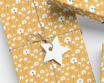 Vintage White Daisy Gift Wrap: Summer Floral Wrapping Paper