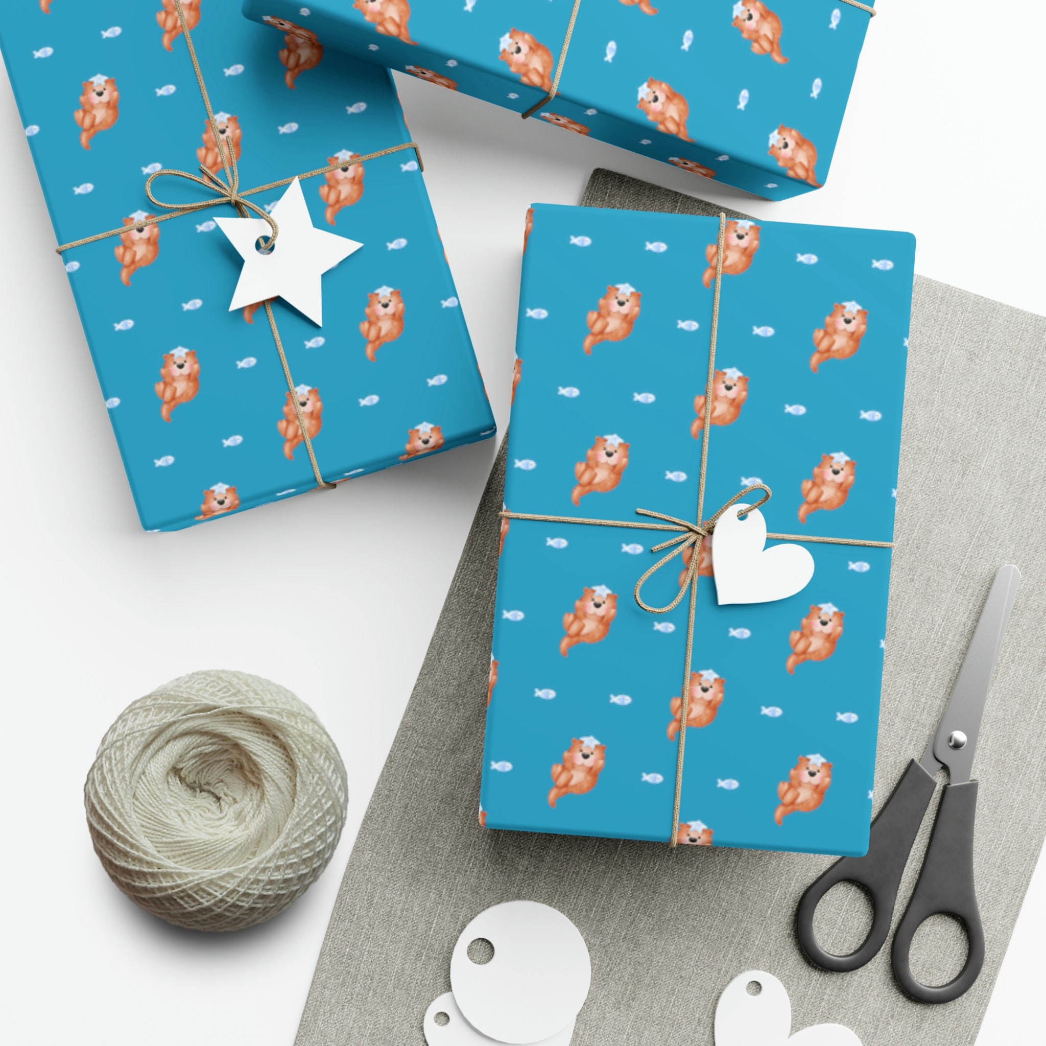Baby Otter Gift Wrap Cute Otter Wrapping Paper Fun Gift Etsy
