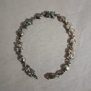 Vintage 80s Puffy Teddy Bears Hearts Charm Bracelet 7 1/8"