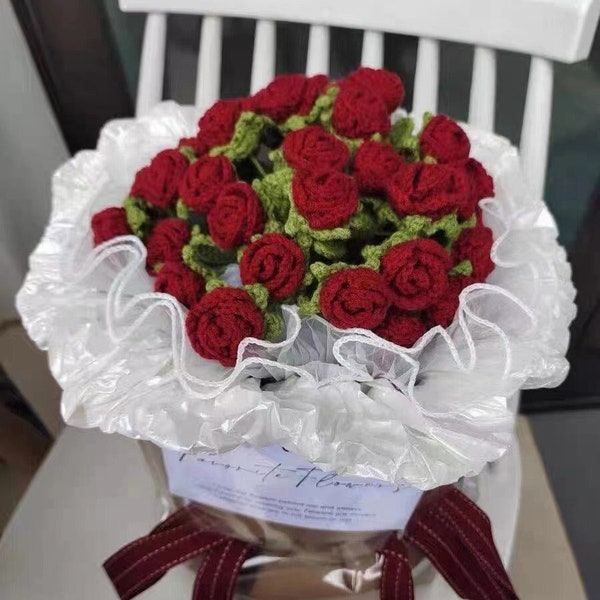 Handmade häkeln Rose Blumen | Perfekte Dekoration | Einzigartige Geschenkidee, Muttertagsgeschenk, häkeln Blumenstrauß