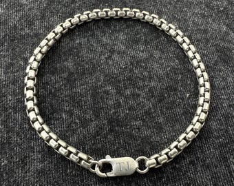 925 Silver Box Chain Bracelet, Gift for Men, Anniversary Gifts