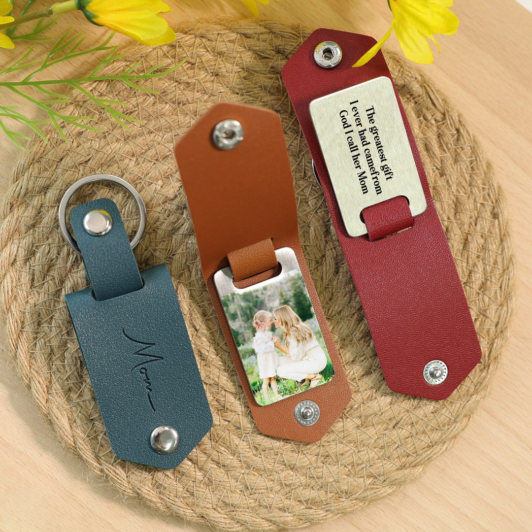 Personalized Leather Photo Keychain for Momcustom Etsy