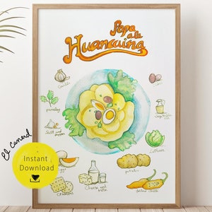 Impresión de Papa a la Huancaína: Arte culinario peruano, decoración de cocina (Descarga digital, tamaño A1/11 x 14 pulgadas, JPG)