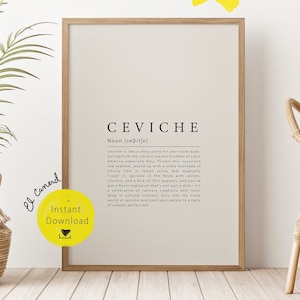 Definicion del Ceviche poster Peru decoracion deco para pared Peruano en Ingles y Frances arte de cocina