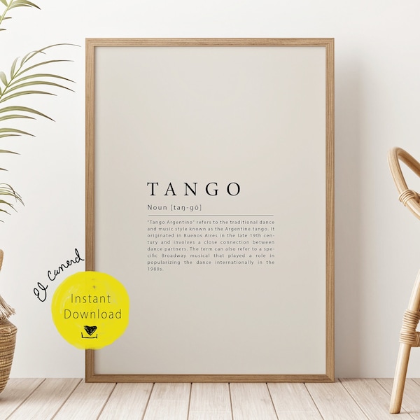 Tango Definition print Latin dance wall art deco minimalist modern art deco prints Argentina Poster Argentinians Dance lovers