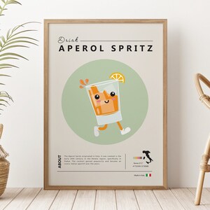アペロール スプリッツ プリント レトロ カクテル ポスター バー カート 装飾 ヴィンテージ ファンキー オレンジ 漫画 プリント キッチン パーティー ドリンク デジタル デコ ウォール アート サイン