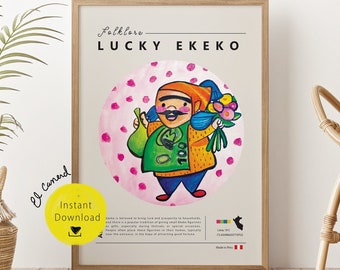 Peru Wall Art Trendy Funky Retro Peruvian Ekeko Prints Printable Wall Decor Poster and Lucky you Peruvian Office Art Print deco gift