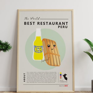 Inka Cola Poster Trendy Funky Retro Peru Wand Kunst Drucke Digitaler Download für druckbare Wanddekoration und Küche Art Deco peruanisches Plakat Geschenk