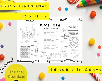 Trip to Peru Coloring Placemat restaurants Kids' Menu Sheet activity travel inca Peruvian trip children page Editable personalized Peruvian
