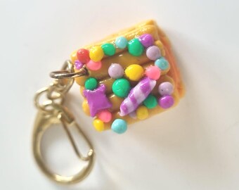 Peruvian Turron Keyring Dry Clay Miniature Peru Dessert Handmade Yellow Sweet Charm Latin Food Gift Souvenir Polymer clay